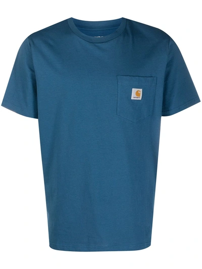 Carhartt Short-sleeve Logo Pocket T-shirt In Blue