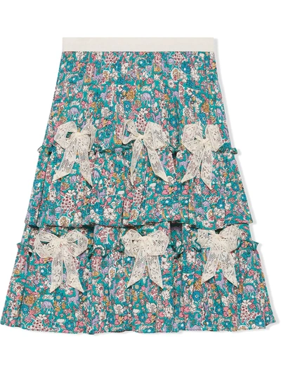 Gucci Kids' X Liberty Floral-print Skirt In Blue