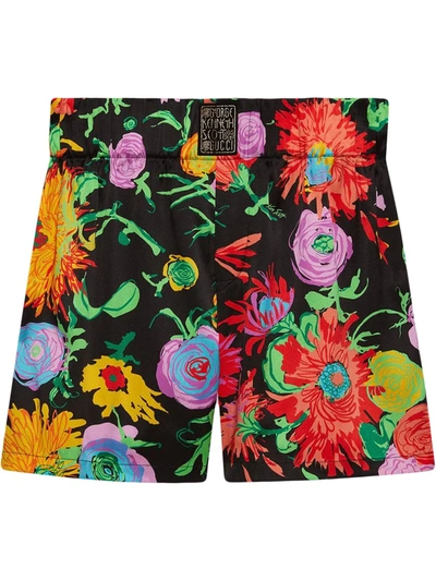 Gucci Ken Scott-print Silk Shorts In Multicolor