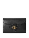 Gucci Double G Leather Clutch In Black Leather