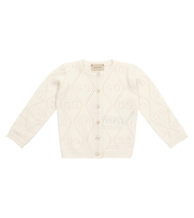 Gucci Ivory Cardigan For Babygirl With Double Gg In White