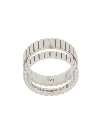 Ivi Skinny Slot Ribbed Ring In Silver