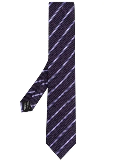 Tom Ford Diagonal-stripe Silk Tie In Purple