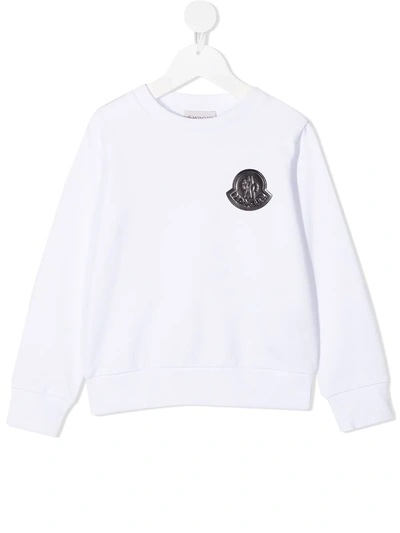 Moncler Kids' Cotton Embossed-logo Sweatshirt In White