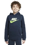 Nike Kids' Sportswear Club Fleece Hoodie In Deep Ocean/ Barely Volt
