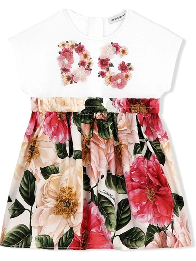 Dolce & Gabbana Baby Floral Cotton Dress And Bloomers Set In White