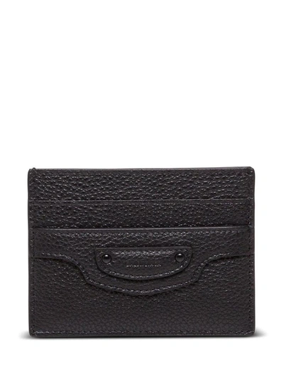 Balenciaga Cardholder In Grained Leather With Logo In Black