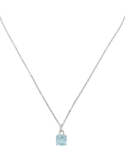 Kiki Mcdonough 18kt White Gold Topaz Pendant Necklace In Silver