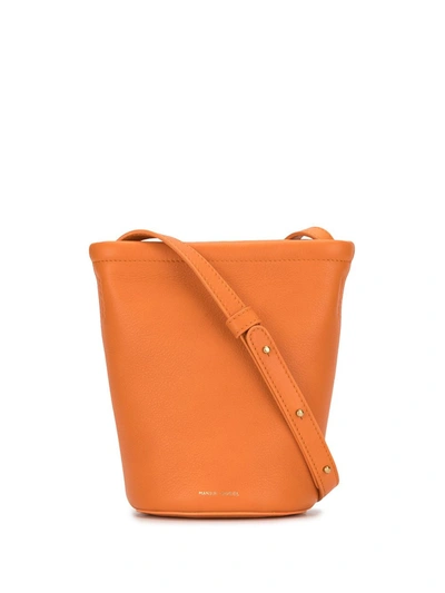 Mansur Gavriel Zip Bucket Mini Leather Shoulder Bag In Orange
