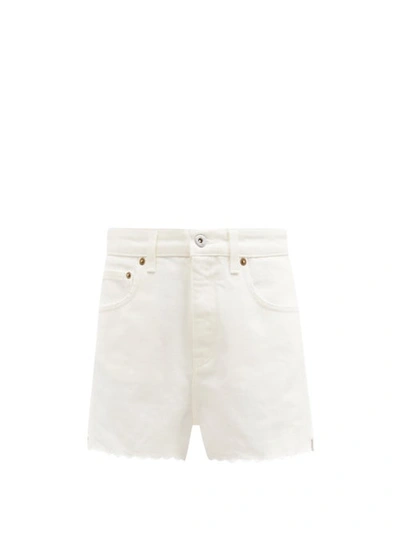 Miu Miu High-rise Scalloped Denim Shorts In White