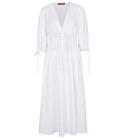 Altuzarra Donrine Ruched Stretch-cotton Poplin Midi Dress In White