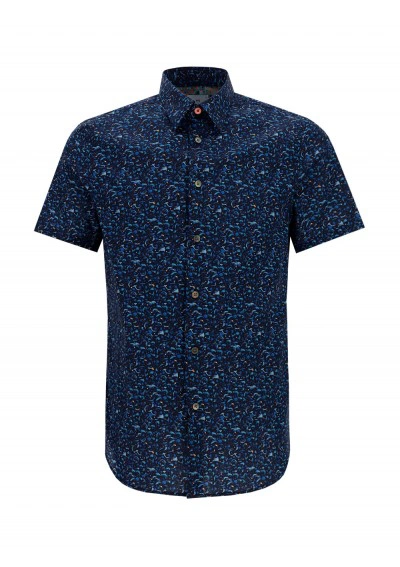 Paul Smith Short Sleeve Printed Shirt In Blue In Dark Blue