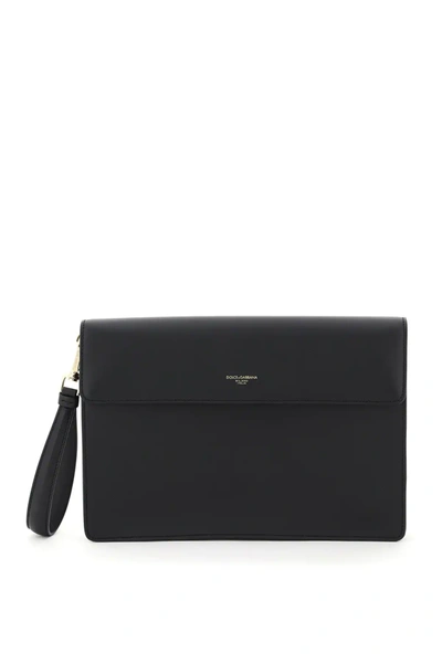 Dolce & Gabbana Leather Document Holder In Black