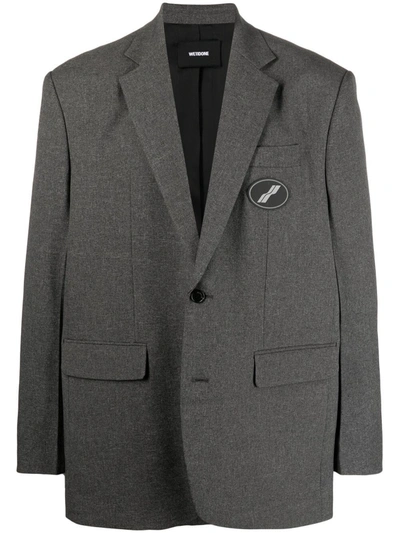 We11 Done We11done Oversized Suit Logo-patch Blazer In Grey