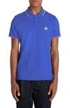 Moncler Short Sleeve Piqué Polo In Blue
