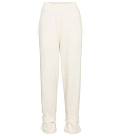 The Frankie Shop Cuffed Cotton Terry Sweatpants In White
