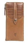 Frye Slim Leather Snap Card Wallet In Cognac