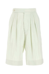 Moncler Genius X 2 Moncler 1952 Pleated Silk & Nylon Bermuda Shorts In White Pearl