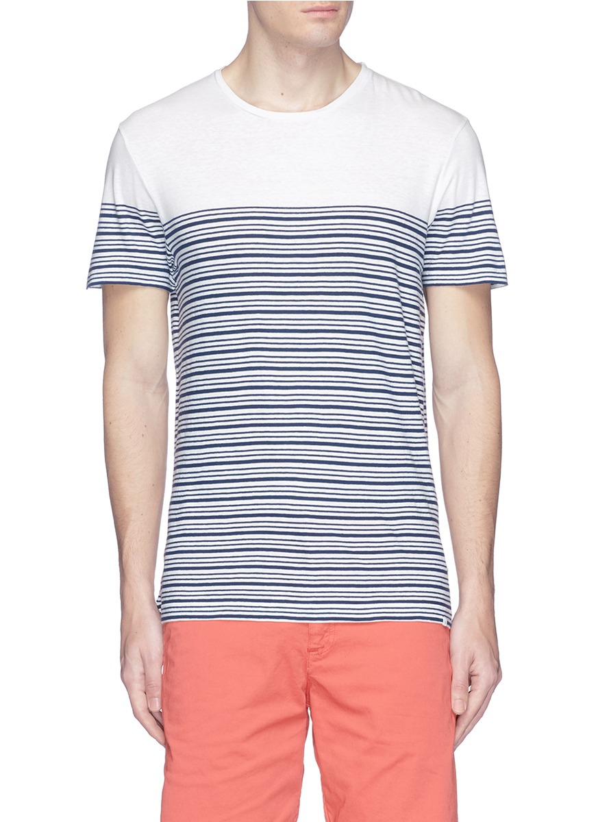 Orlebar Brown 'sammy' Stripe Cotton-linen T-shirt | ModeSens