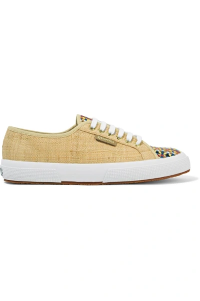 Superga Woven Raffia And Faux Leather Sneakers