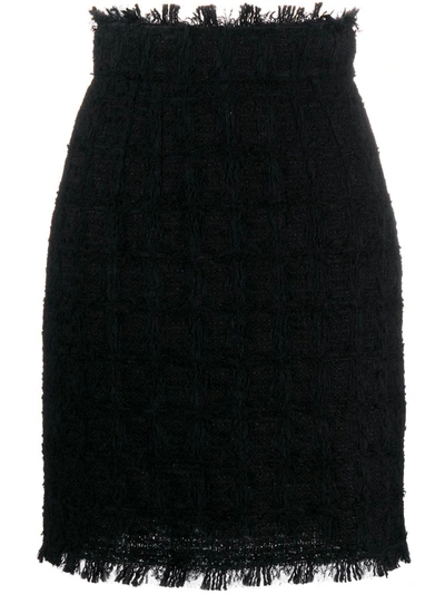 Dolce & Gabbana Tweed Pencil Skirt In Grey