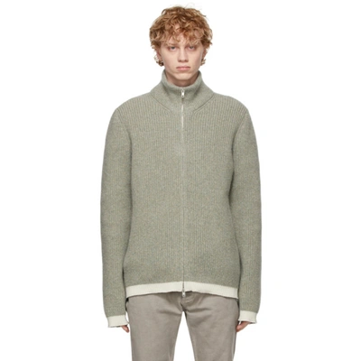 Maison Margiela Grey Alpaca Knit Zip-up Sweater In 001f Light Grey Moul