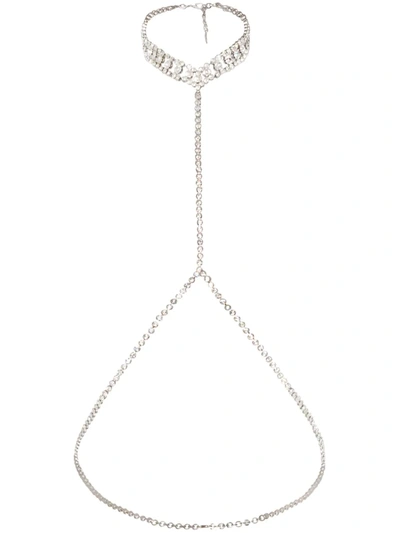 Alessandra Rich Crystal-embellished Body Chain In Silver