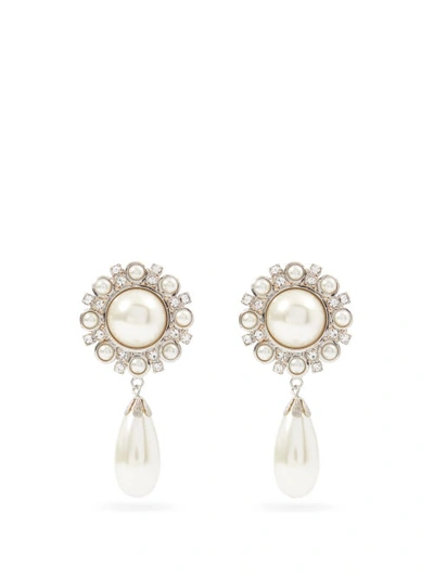 Alessandra Rich Crystal Earrings Pearl In Cry Silver (white)