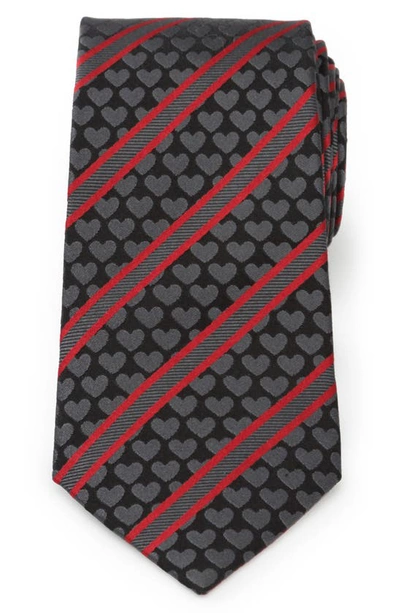 Cufflinks, Inc Men's Hearts & Stripes Silk Tie In Black