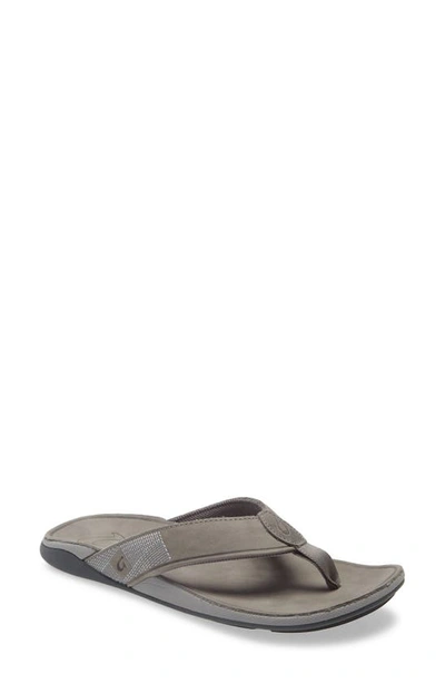 Olukai Tuahine Waterproof Flip Flop In Stone/ Stone