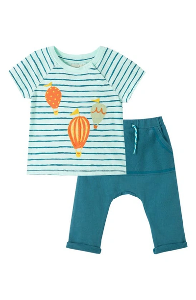 Peek Essentials Babies' X Dreamworld Hot Air Balloon Graphic Tee & Pants Set In Aqua
