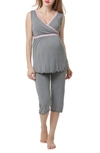 Kimi And Kai Penny Nursing/maternity Pajamas In Dark Heather Gray