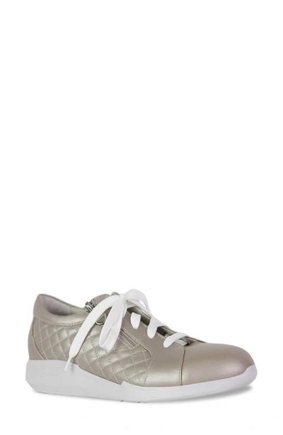 Munro Emmie Wedge Sneaker In Metallic Taupe