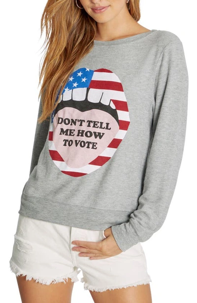 Wildfox Vote Graphic Sweatshirt In Heather Grey Burnout