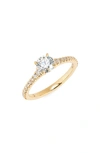 Forevermark Icon™ Setting Round Diamond Engagement Ring With Diamond Band In Yellow Gold