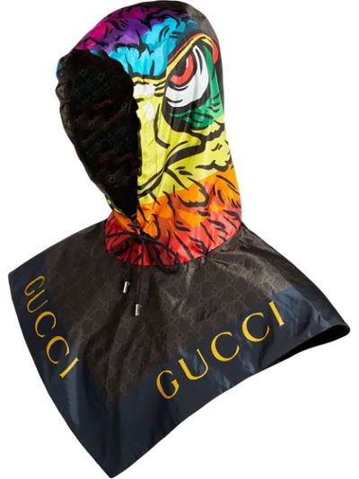 Gucci Hood With Eagle Print In Black