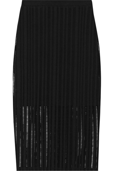 Alexander Wang T Open-knit Stretch Cotton-blend Jersey Skirt