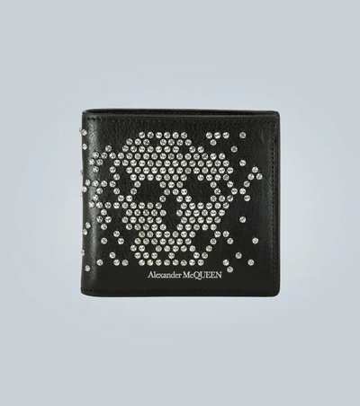 Alexander Mcqueen Skull Studded Leather Bifold Wallet In Black