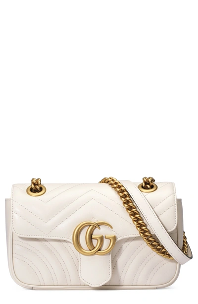 Gucci Mini Gg 2.0 Matelasse Leather Shoulder Bag In Mystic White