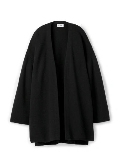 St John Milano Wool Knit Drop Shoulder High-low Cardigan In Black/black