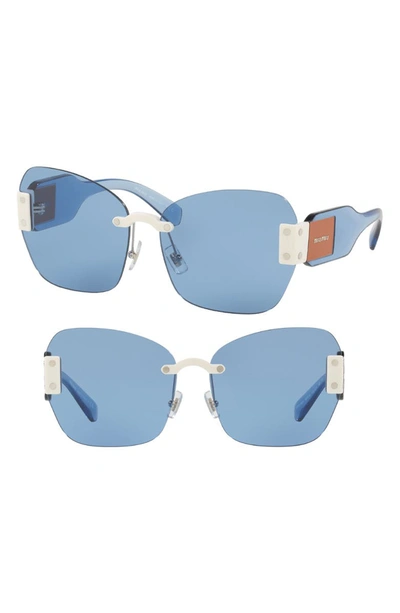 Miu Miu 63mm Rimless Sunglasses - Lite Blue Solid