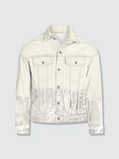 Venim Shorter Off-white Denim Jacket With Mercury Foil