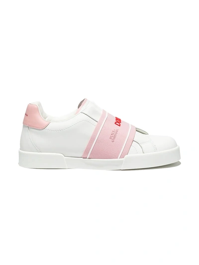 Dolce & Gabbana Kids' Classic Leather Sneakers With Logo In White