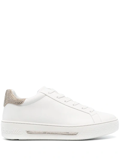 René Caovilla Rhinestone-embellished Leather Sneakers In White