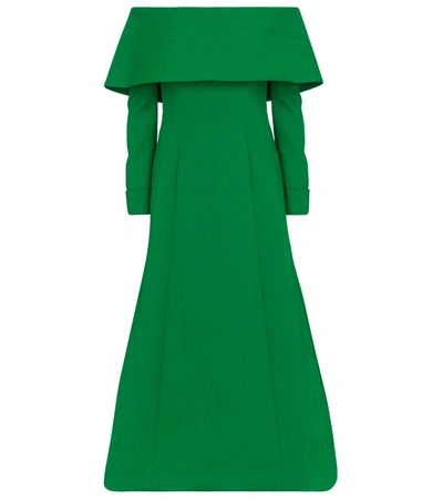 Emilia Wickstead Carole Cloqué Off-shoulder Dress In Green