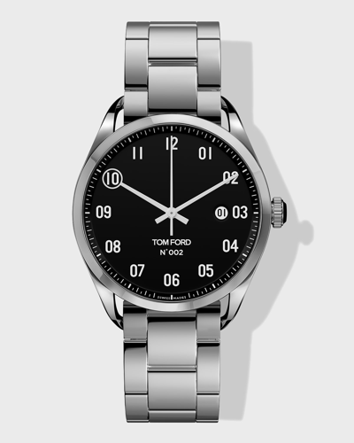 Tom Ford Men's No. 002 Stainless Steel Automatic Dial, 40mm, With Bracelet Strap In Black Silver