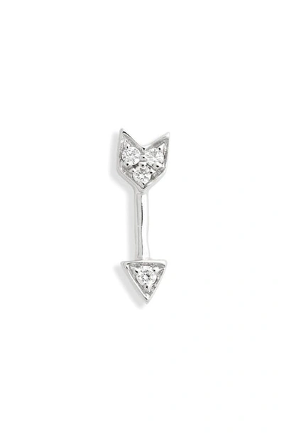 Maria Tash Diamond Arrow Single Stud Earring In White Gold