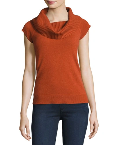 Theory Aflina Cowl-neck Cashmere Sweater, Orange