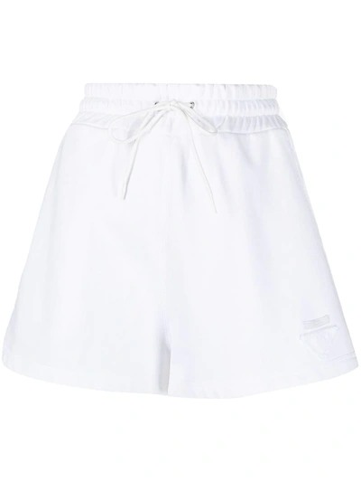 Prada Drawstring High-waisted Shorts In White