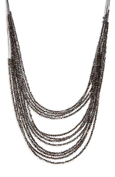 Fabiana Filippi Multistrand Glass Bead Necklace In Silver